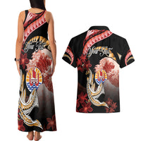 Personalised French Polynesia Victory Day Couples Matching Tank Maxi Dress and Hawaiian Shirt Polynesian Pattern Plumeria LT05 - Polynesian Pride