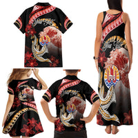 Personalised French Polynesia Victory Day Family Matching Tank Maxi Dress and Hawaiian Shirt Polynesian Pattern Plumeria LT05 - Polynesian Pride