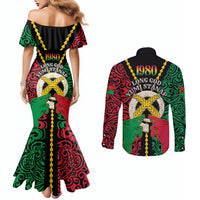 Vanuatu 45th Independence Day Couples Matching Mermaid Dress and Long Sleeve Button Shirt Long God Yumi Stanap Wild Boar LT05 - Polynesian Pride