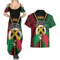 Vanuatu 45th Independence Day Couples Matching Summer Maxi Dress and Hawaiian Shirt Long God Yumi Stanap Wild Boar LT05 - Polynesian Pride