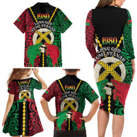 Vanuatu 45th Independence Day Family Matching Long Sleeve Bodycon Dress and Hawaiian Shirt Long God Yumi Stanap Wild Boar LT05