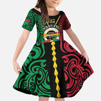 Vanuatu 45th Independence Day Family Matching Mermaid Dress and Hawaiian Shirt Long God Yumi Stanap Wild Boar LT05 Daughter's Dress Black - Polynesian Pride
