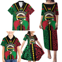Vanuatu 45th Independence Day Family Matching Puletasi and Hawaiian Shirt Long God Yumi Stanap Wild Boar LT05