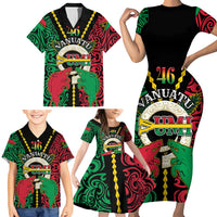 Vanuatu 45th Independence Day Family Matching Short Sleeve Bodycon Dress and Hawaiian Shirt Long God Yumi Stanap Wild Boar LT05 - Polynesian Pride