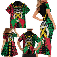 Vanuatu 45th Independence Day Family Matching Short Sleeve Bodycon Dress and Hawaiian Shirt Long God Yumi Stanap Wild Boar LT05 - Polynesian Pride