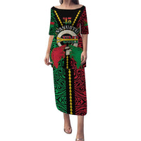 Vanuatu 46th Independence Day Puletasi Long God Yumi Stanap Wild Boar LT05 Long Dress Black - Polynesian Pride