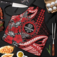 Hawaii Lahainaluna High School Apron Tribal Tattoo With Hibiscus Flowers LT05 Red - Polynesian Pride