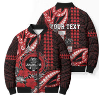 Personalized Hawaii Lahainaluna High School Bomber Puffer Jacket Tribal Tattoo With Hibiscus Flowers LT05 - Polynesian Pride