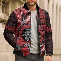 Personalized Hawaii Lahainaluna High School Bomber Puffer Jacket Tribal Tattoo With Hibiscus Flowers LT05 - Polynesian Pride