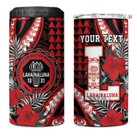 Personalized Hawaii Lahainaluna High School 4 in 1 Can Cooler Tumbler Tribal Tattoo With Hibiscus Flowers LT05 One Size: 16 oz Red - Polynesian Pride