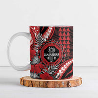 Personalized Hawaii Lahainaluna High School Ceramic Mug Tribal Tattoo With Hibiscus Flowers LT05 Red - Polynesian Pride