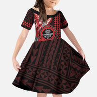 Personalized Hawaii Lahainaluna High School Family Matching Tank Maxi Dress and Hawaiian Shirt Tribal Tattoo With Hibiscus Flowers LT05 Daughter's Dress Red - Polynesian Pride