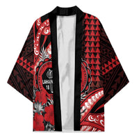 Personalized Hawaii Lahainaluna High School Kimono Tribal Tattoo With Hibiscus Flowers LT05 Unisex Red - Polynesian Pride
