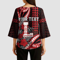 Personalized Hawaii Lahainaluna High School Kimono Sleeve Blouse Tribal Tattoo With Hibiscus Flowers LT05 - Polynesian Pride