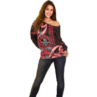 Personalized Hawaii Lahainaluna High School Off Shoulder Sweater Tribal Tattoo With Hibiscus Flowers LT05 - Polynesian Pride