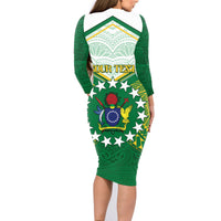 Personalised Cook Islands Ra o te Ui Ariki Family Matching Long Sleeve Bodycon Dress and Hawaiian Shirt Polynesian Pattern