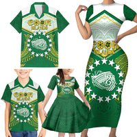 Personalised Cook Islands Ra o te Ui Ariki Family Matching Short Sleeve Bodycon Dress and Hawaiian Shirt Polynesian Pattern LT05 - Polynesian Pride