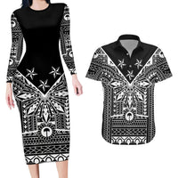 Black Philippines Sun Star Couples Matching Long Sleeve Bodycon Dress and Hawaiian Shirt Igorot Tribal Inspiration LT05 Black - Polynesian Pride