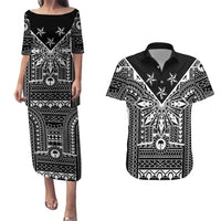 Black Philippines Sun Star Couples Matching Puletasi and Hawaiian Shirt Igorot Tribal Inspiration
