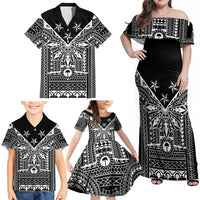 Black Philippines Sun Star Family Matching Off Shoulder Maxi Dress and Hawaiian Shirt Igorot Tribal Inspiration LT05 - Polynesian Pride