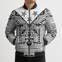 White Philippines Sun Star Bomber Puffer Jacket Igorot Tribal Inspiration