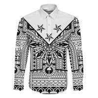 White Philippines Sun Star Family Matching Off Shoulder Short Dress and Hawaiian Shirt Igorot Tribal Inspiration LT05 Dad's Shirt - Long Sleeve White - Polynesian Pride