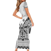 White Philippines Sun Star Short Sleeve Bodycon Dress Igorot Tribal Inspiration