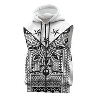 White Philippines Sun Star Sleeveless Zip Hoodie Igorot Tribal Inspiration