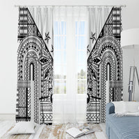 White Philippines Sun Star Window Curtain Igorot Tribal Inspiration