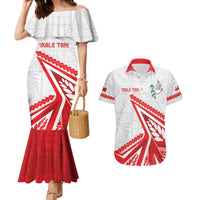 Custom Tonga Rugby 2024 Pacific Couples Matching Mermaid Dress and Hawaiian Shirt Go Ikale Tahi LT05 White - Polynesian Pride