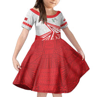 Custom Tonga Rugby 2024 Pacific Family Matching Off Shoulder Maxi Dress and Hawaiian Shirt Go Ikale Tahi LT05 Daughter's Dress White - Polynesian Pride
