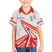 Custom Tonga Rugby 2024 Pacific Family Matching Off Shoulder Maxi Dress and Hawaiian Shirt Go Ikale Tahi LT05 Son's Shirt White - Polynesian Pride
