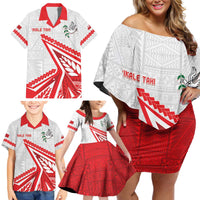 Custom Tonga Rugby 2024 Pacific Family Matching Off Shoulder Short Dress and Hawaiian Shirt Go Ikale Tahi LT05 - Polynesian Pride