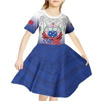 Custom Samoa Rugby 2024 Pacific Kid Short Sleeve Dress Go Manu Samoa