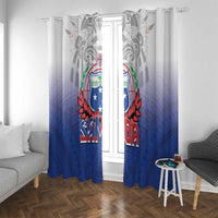 Samoa Rugby 2024 Pacific Window Curtain Go Manu Samoa LT05 With Grommets Blue - Polynesian Pride