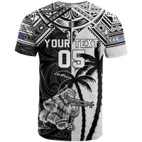 Custom New Zealand And Fiji Rugby 2024 T Shirt Maori Kiwi With Fijian Palm Tree LT05 - Polynesian Pride