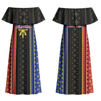 Personalised Philippines Filipinos Couples Matching Off Shoulder Maxi Dress and Hawaiian Shirt Igorot Tribal Inspiration Pattern Style