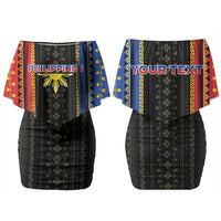 Personalised Philippines Filipinos Couples Matching Off Shoulder Short Dress and Long Sleeve Button Shirt Igorot Tribal Inspiration Pattern Style