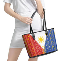 Philippines Sun Leather Tote Bag Igorot Tribal Inspiration