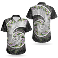 Piko Hawaii Couples Matching Off The Shoulder Long Sleeve Dress and Hawaiian Shirt Polynesian Pattern With Maile Pikake Honohono Lei