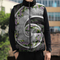 Piko Hawaii Sleeveless Puffer Jacket Polynesian Pattern With Maile Pikake Honohono Lei