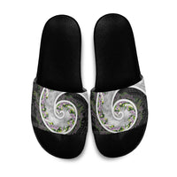 Piko Hawaii Slide Sandals Polynesian Pattern With Maile Pikake Honohono Lei