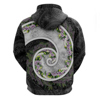 Piko Hawaii Zip Hoodie Polynesian Pattern With Maile Pikake Honohono Lei