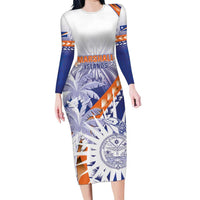 Personalised Marshall Islands Manit Day Family Matching Long Sleeve Bodycon Dress and Hawaiian Shirt Polynesian Tribal Tattoo Tropical Style