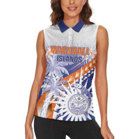 Personalised Marshall Islands Manit Day Women Sleeveless Polo Shirt Polynesian Tribal Tattoo Tropical Style