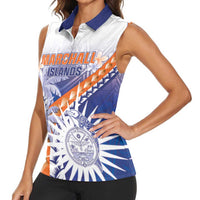 Personalised Marshall Islands Manit Day Women Sleeveless Polo Shirt Polynesian Tribal Tattoo Tropical Style