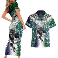 Custom New Zealand Warrior Couples Matching Short Sleeve Bodycon Dress and Hawaiian Shirt Maori Tribal Pattern
