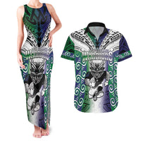 Custom New Zealand Warrior Couples Matching Tank Maxi Dress and Hawaiian Shirt Maori Tribal Pattern LT05 Green - Polynesian Pride
