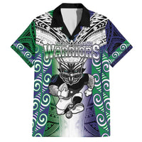 Custom New Zealand Warrior Family Matching Off The Shoulder Long Sleeve Dress and Hawaiian Shirt Maori Tribal Pattern LT05 Dad's Shirt - Short Sleeve Green - Polynesian Pride