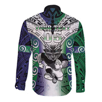 Custom New Zealand Warrior Long Sleeve Button Shirt Maori Tribal Pattern LT05 - Polynesian Pride